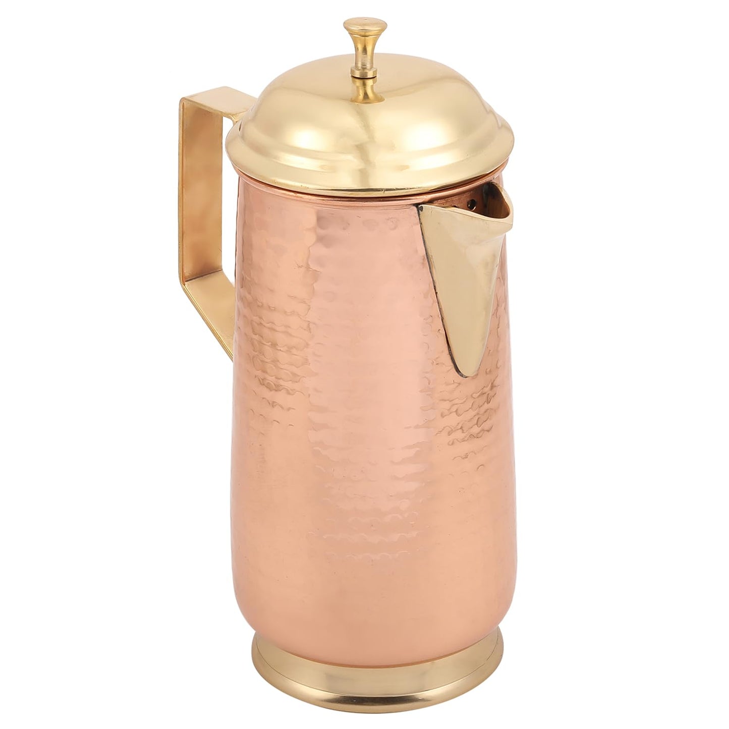 Mother Copperware Pure Copper Jug with a Lid, for Ayurveda Health Benefit & Healing - Solid Copper Handcrafted Hammered Pitcher for Serving Storage Water, Capacity 2 LTR - Copper Water Jug.