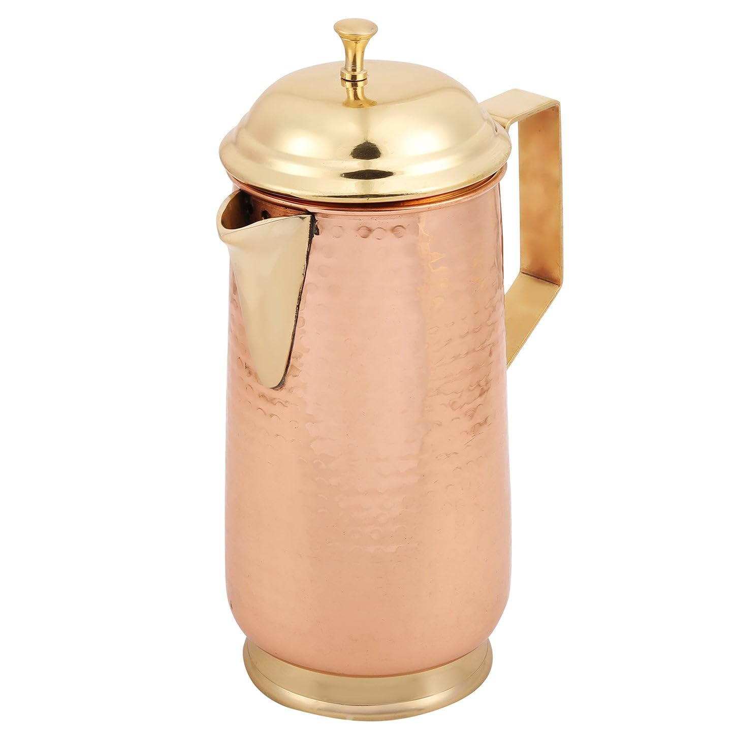 Mother Copperware Pure Copper Jug with a Lid, for Ayurveda Health Benefit & Healing - Solid Copper Handcrafted Hammered Pitcher for Serving Storage Water, Capacity 2 LTR - Copper Water Jug.
