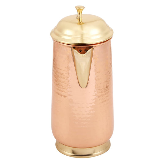 Mother Copperware Pure Copper Jug with a Lid, for Ayurveda Health Benefit & Healing - Solid Copper Handcrafted Hammered Pitcher for Serving Storage Water, Capacity 2 LTR - Copper Water Jug.