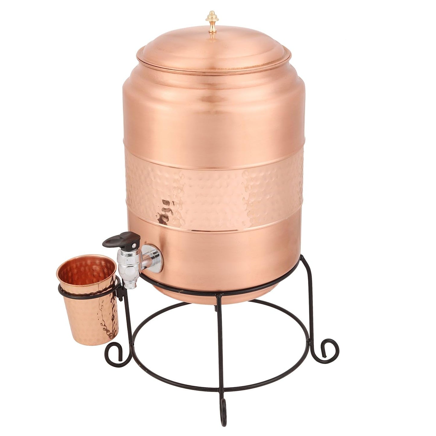 Mother Copperware Kuntala Copper Water Pot Hammered Pure Copper Water Dispenser (Matka/Pot) Container Pot with Pure Copper and Ayurvedic Health Benefits. (Kuntala Copper Water Pot, 5)