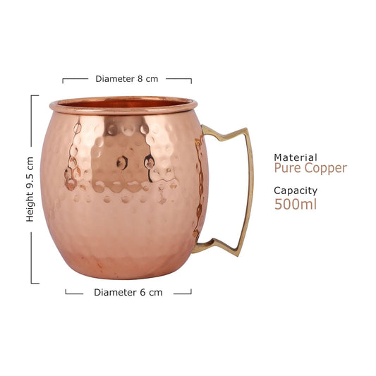 Mother copperware Ayurvedic Copper Mugs Gift Set – 450 ml (Set of 2) | Pure Copper and Handcrafted by Artisan | Health Benefits, Detox & Wellness Drinkware | Ideal for Gifting