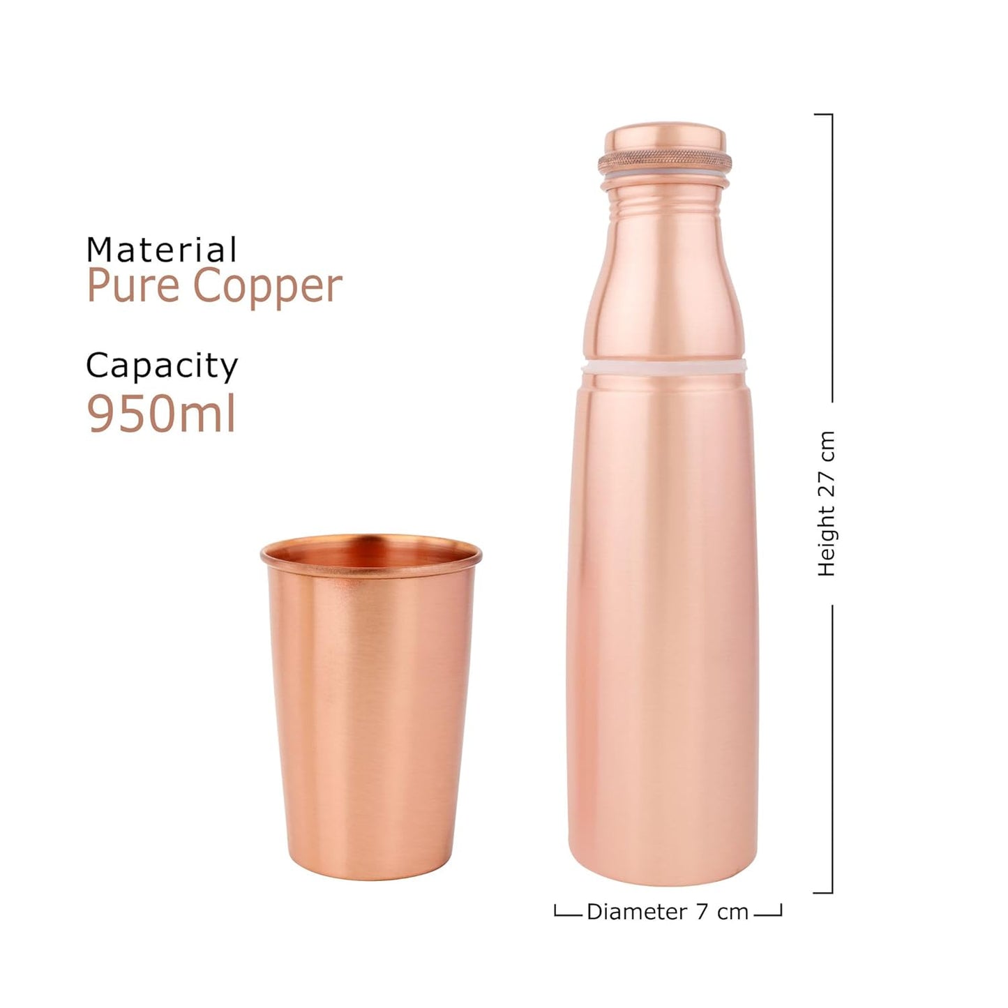 Mother copperware Mount Everest Copper Bottle, 950 ml, 1 Piece, Copper | Leak Proof | Office Bottle | Gym Bottle | Yoga Bottle | Home | Kitchen | Hiking | Treking Bottle | Travel Bottle.