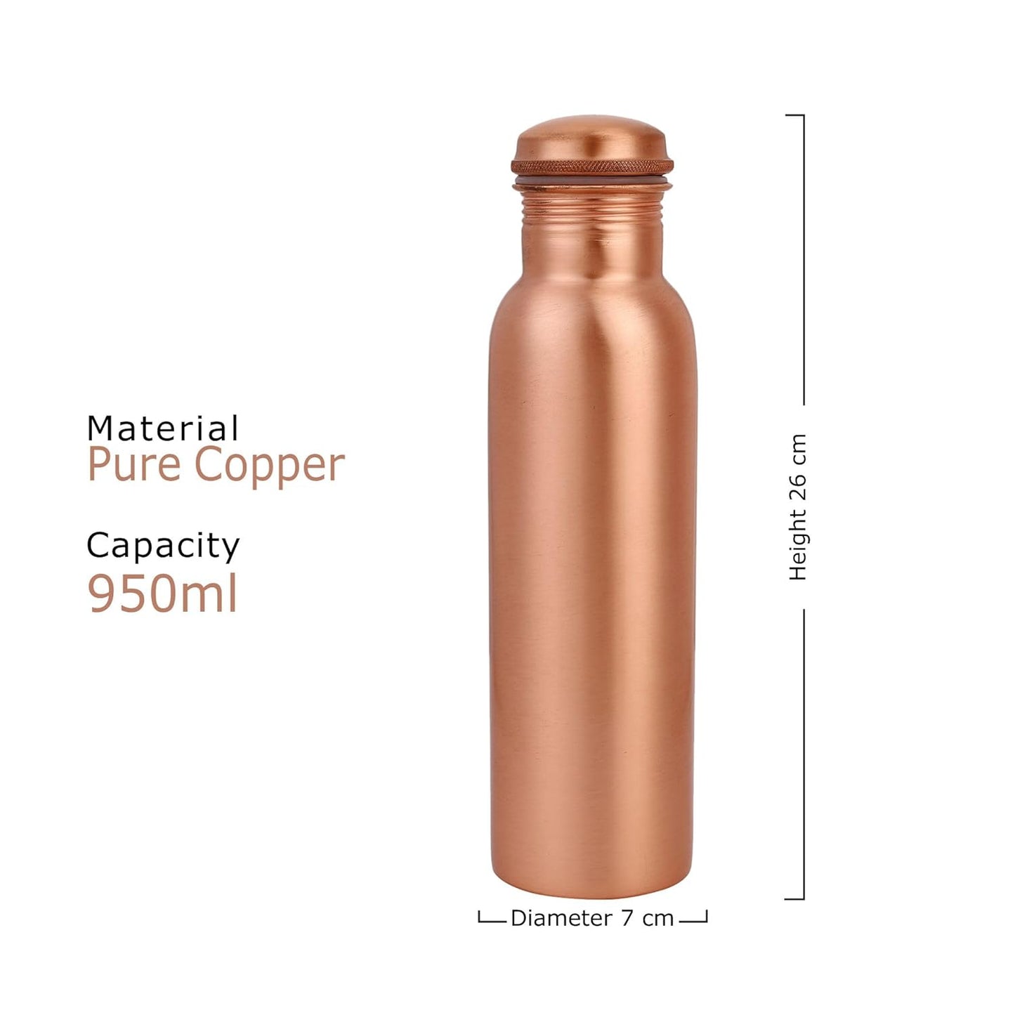 Mother Copperware Pure Copper Drinkware Gift Set of 1 Bottle & 2 Glass with Gift Box, Gift Item for Diwali, Birthdays & Parties, Bottle-1 Liters & Glass-300 ml (Curved Glass Bottle Gift Set)