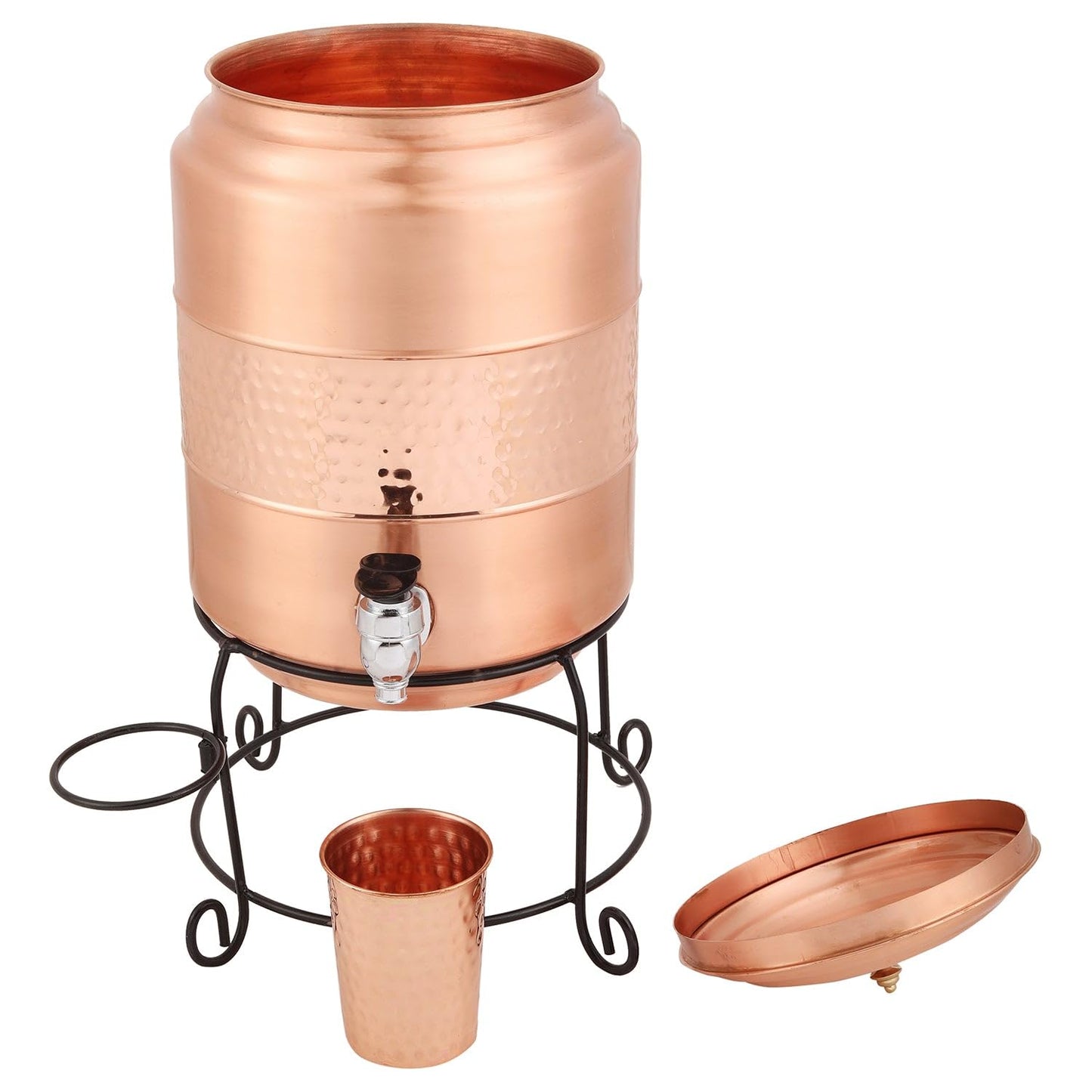 Mother Copperware Kuntala Copper Water Pot Hammered Pure Copper Water Dispenser (Matka/Pot) Container Pot with Pure Copper and Ayurvedic Health Benefits. (Kuntala Copper Water Pot, 5)