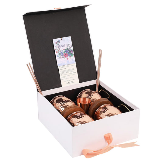 Mother Copperware 4 Mugs Gift Set -500ml (4 Piece) - Leak-Proof, Ayurvedic Health Benefit Copper Mug Set.