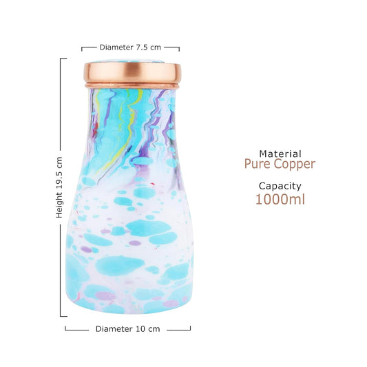 Mother Copperware Thames Pure Copper Carafe | Bedside Water Carafe | Carafe with Glass| Bedroom Jar | Bedside Carafes with Tumbler/Glass with Lid | with Lacqure Coating 1000 ML.