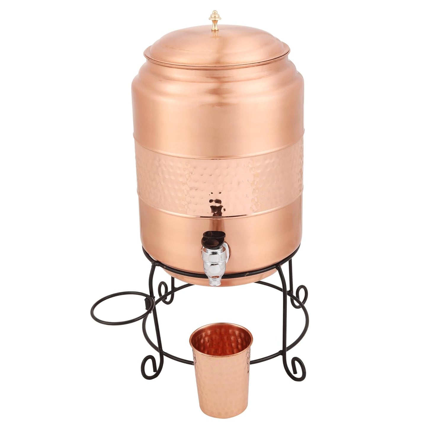 Mother Copperware Hammered Pure Copper Water Dispenser (Matka/Pot) Container Pot with Pure Copper and Ayurvedic Health Benefits. (Palaruvi Copper Water Pot, 5)
