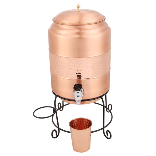 Mother Copperware Hammered Pure Copper Water Dispenser (Matka/Pot) Container Pot with Pure Copper and Ayurvedic Health Benefits. (Palaruvi Copper Water Pot, 5)