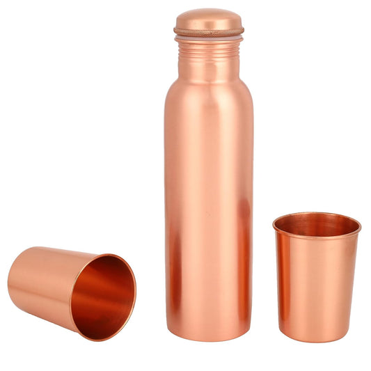 Mother Copperware Pure Copper Drinkware Gift Set of 1 Bottle & 2 Glass with Gift Box, Gift Item for Diwali, Wedding party Gift sets, Bottle-1 Liters & Glass-300 ml (Bottle Tumbler Gift Set (1))
