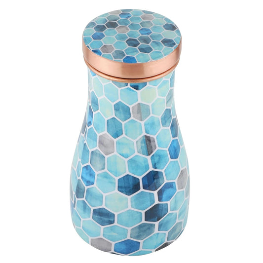 Mother Copperware Nile Pure Copper Carafe | Bedside Water Carafe | Carafe with Glass| Bedroom Jar | Bedside Carafes with Tumbler/Glass with Lid | with Lacqure Coating 1000 ML.