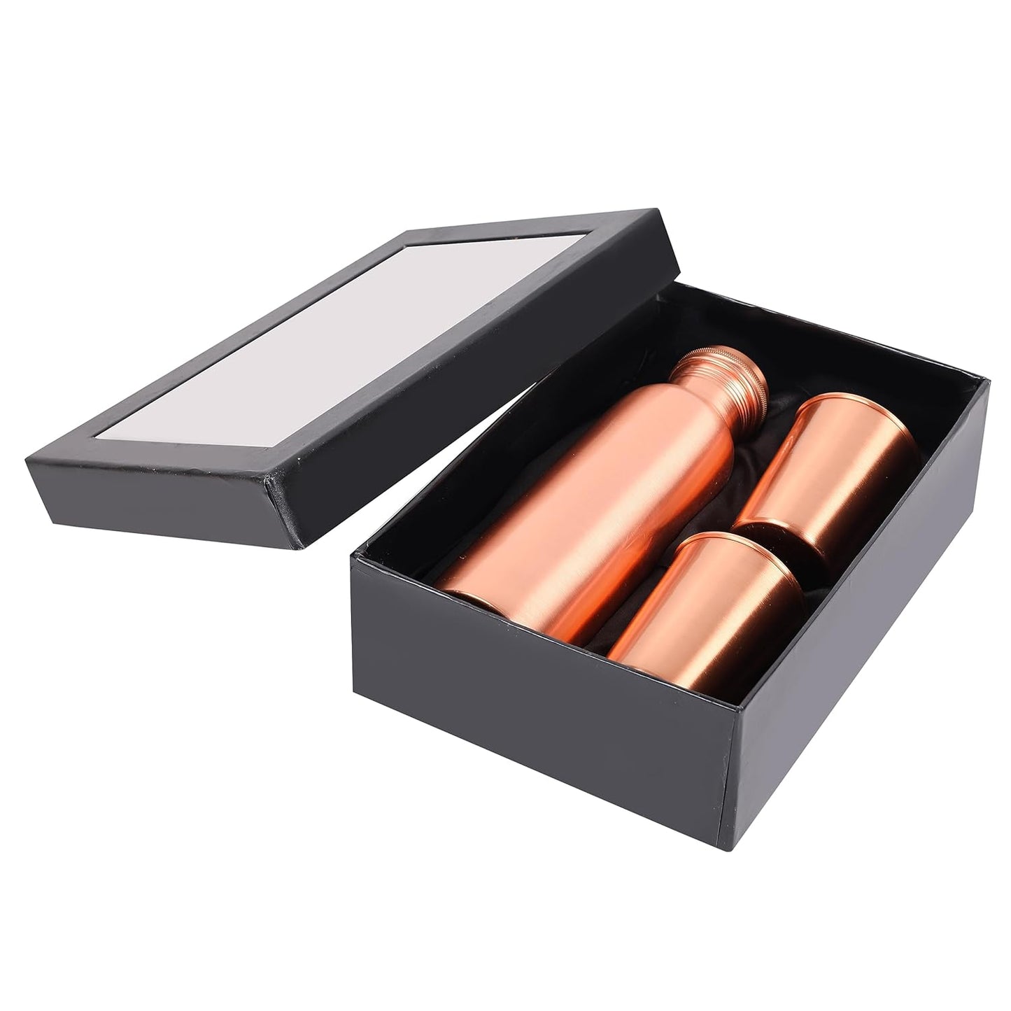 Mother Copperware Pure Copper Drinkware Gift Set of 1 Bottle & 2 Glass with Gift Box, Gift Item for Diwali, Wedding party Gift sets, Bottle-1 Liters & Glass-300 ml (Bottle Tumbler Gift Set (1))