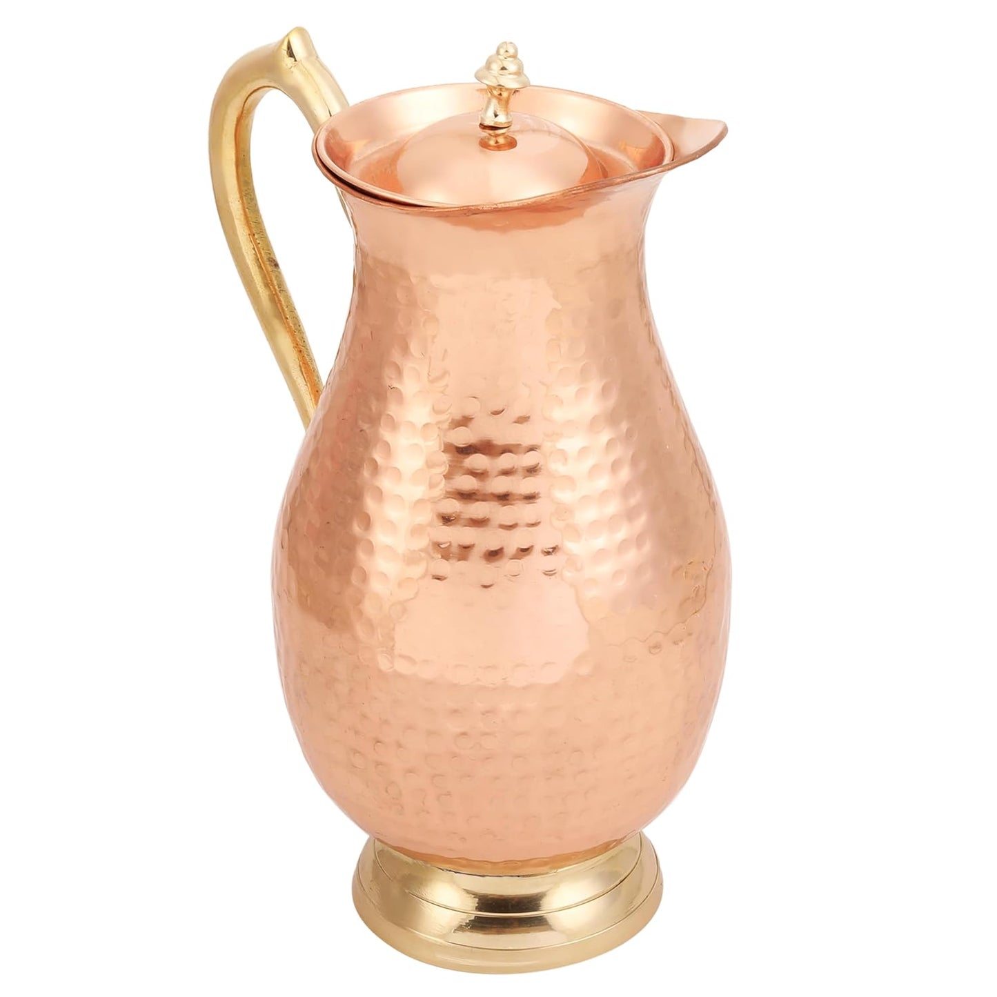 Mother Copperware Pure Copper Jug with a Lid, for Ayurveda Health Benefit & Healing - Solid Copper Handcrafted Hammered Pitcher for Serving Storage Water, Capacity 2 LTR - Copper Water Jug