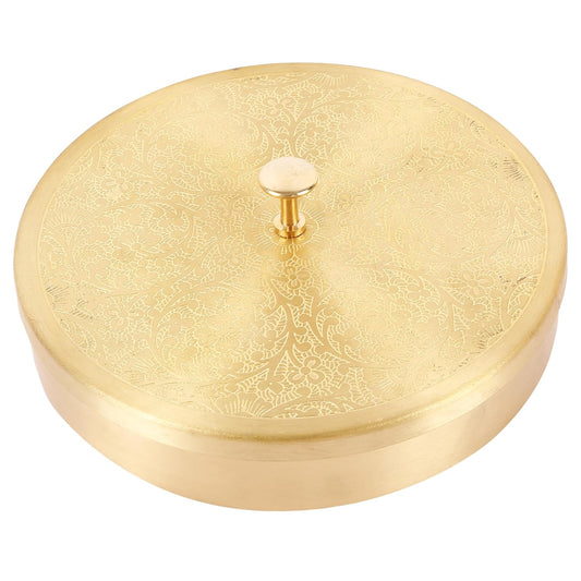 Mother copperware Pangong Brass Spice Box – Handcrafted Masala Dabba with 7 Containers (40ml Each) & Spoon | Traditional Brass Masala Box for Kitchen