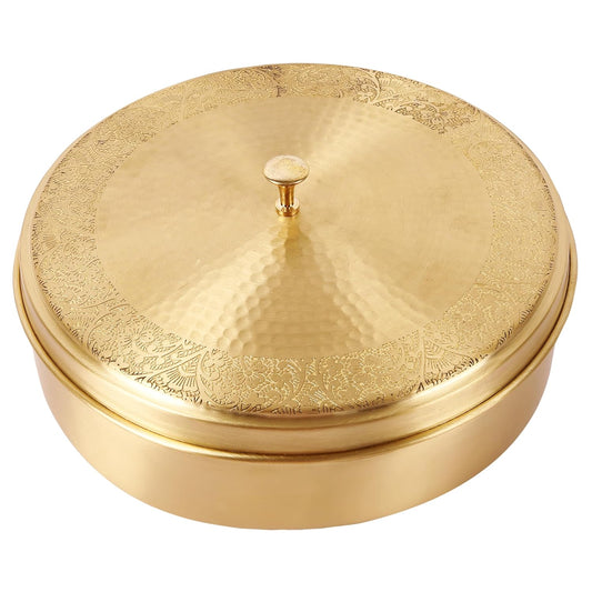 Mother copperware Pulikat Brass Spice Box – Handcrafted Masala Dabba with 7 Containers (40ml Each) & Spoon |