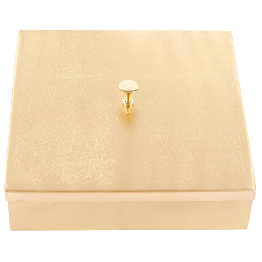 Mother copperware Bhojtal Brass Spice Box – Handcrafted Masala Dabba with 7 Containers (40ml Each) & Spoon | Traditional Brass Masala Box for Kitchen