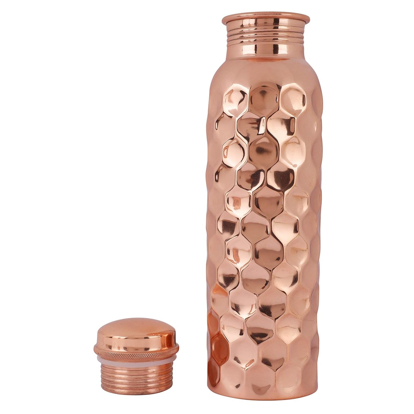 Mother Copperware Diamond Copper Bottle, 950 ml, 1 Piece, Copper | Leak Proof | Eco-Friendly | Office Bottle | Gym Bottle | Yoga Bottle | Home | Kitchen | Hiking | Travel Bottle