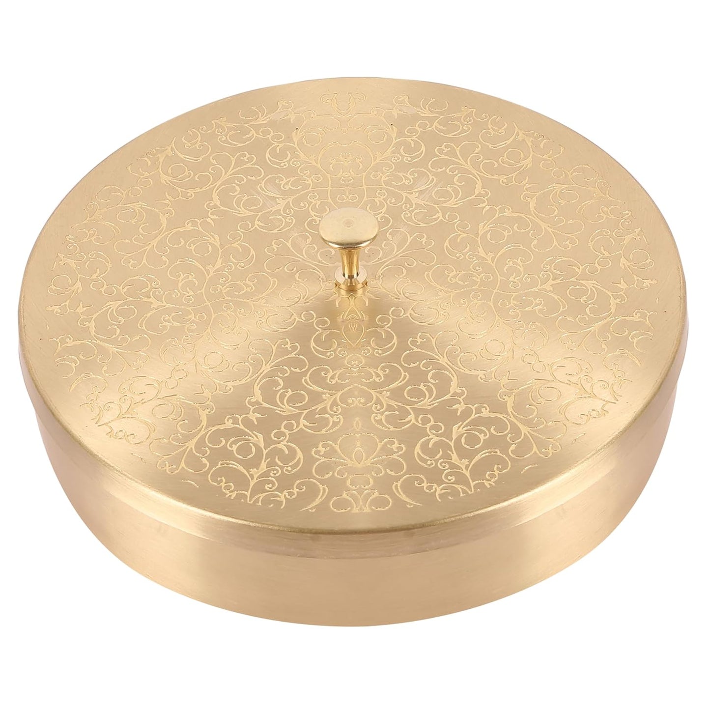 Mother copperware Chilika Brass Spice Box – Handcrafted Masala Dabba with 7 Containers (40ml Each) & Spoon | Traditional Brass Masala Box for Kitchen