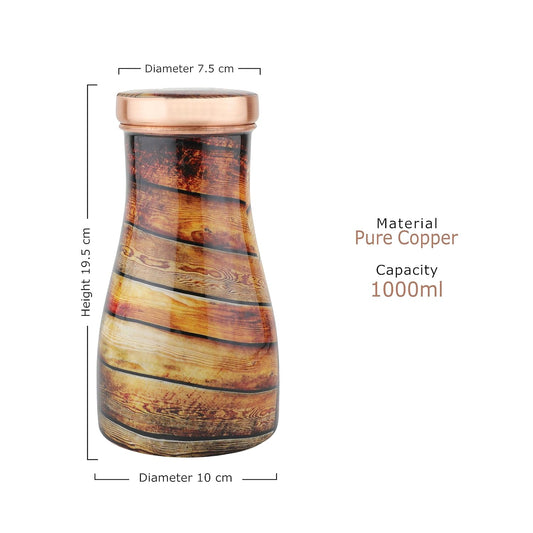 Mother Copperware Rhine Pure Copper Carafe | Bedside Water Carafe | Carafe with Glass| Bedroom Jar | Bedside Carafes with Tumbler/Glass with Lid | with Lacqure Coating 1000 ML.