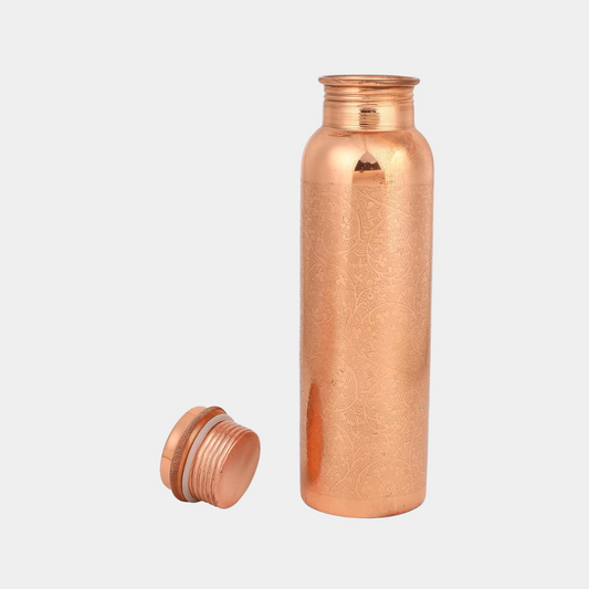 Mother Copperware Pure Copper Drinkware Gift Set of 1 Bottle & 2 Glass with Gift Box