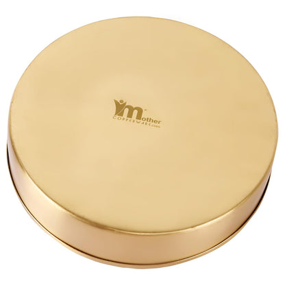 Mother copperware Bhimtal Brass Spice Box Handcrafted Brass Spice Box Set For Kitchen With Spoon (7 Containers, 40 ML) - Masala Container Masala Dabba. (Bhimtal Brass Spice Box)