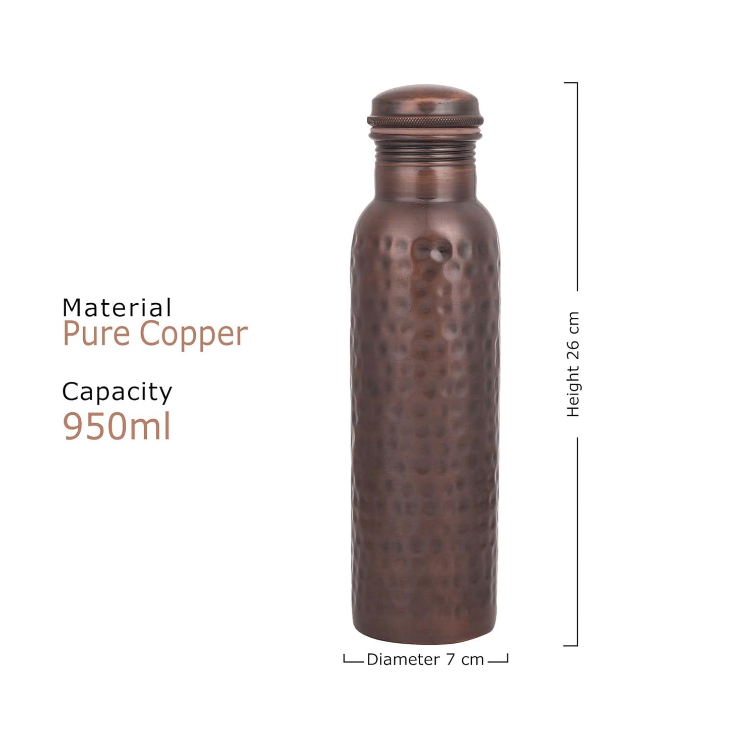 Mother Copperware Designer Copper Bottle, 950 ml, Copper | Leak Proof | Eco-Friendly|Office Bottle | Gym Bottle | Yoga Bottle | Home | Kitchen | Hiking | Treking Bottle | Travel Bottle