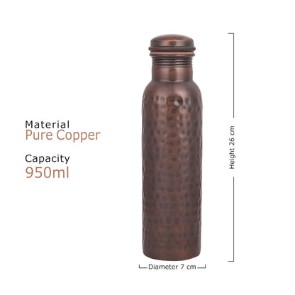 Mother Copperware Designer Copper Bottle, 950 ml, Copper | Leak Proof | Eco-Friendly|Office Bottle | Gym Bottle | Yoga Bottle | Home | Kitchen | Hiking | Treking Bottle | Travel Bottle