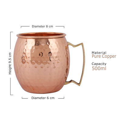 Mother Copperware 4 Mugs Gift Set -500ml (4 Piece) - Leak-Proof, Ayurvedic Health Benefit Copper Mug Set.
