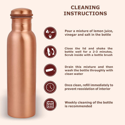Mother Copperware Godavari Pure Copper Water Bottle -950ml I Leak-Proof, Ayurvedic Health Benefit Copper,Eco-Friendly Metal.