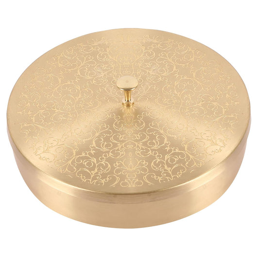 Mother copperware Chilika Brass Spice Box – Handcrafted Masala Dabba with 7 Containers (40ml Each) & Spoon | Traditional Brass Masala Box for Kitchen